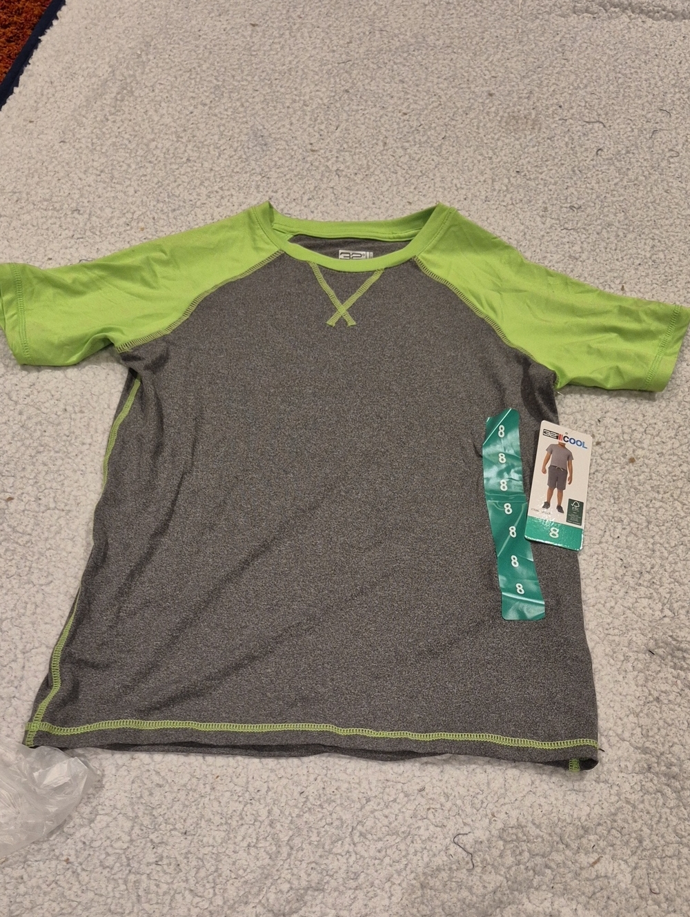 Size 8: Boys Gray & Lime Active Tee